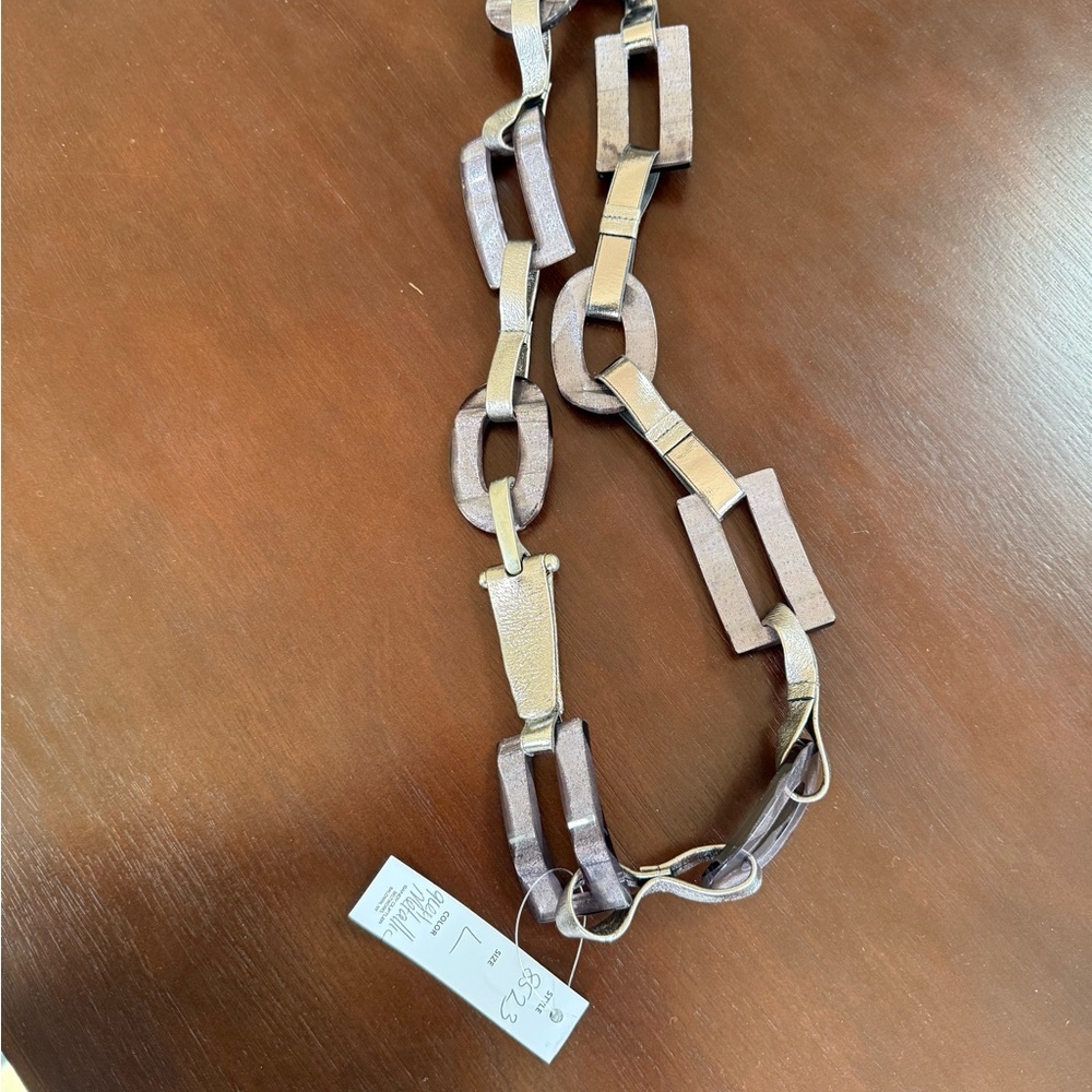 Chunky Link Metallic Grey Belt